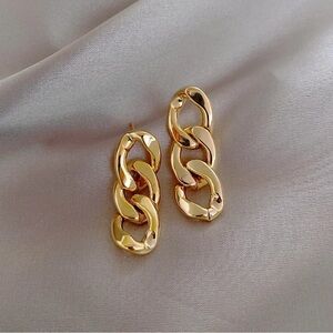 18k Gold Filled Cuban Chain Earrings for women